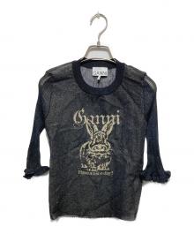 GANNI（ガニー）の古着「Sheer Jacquard Top」｜ブラック