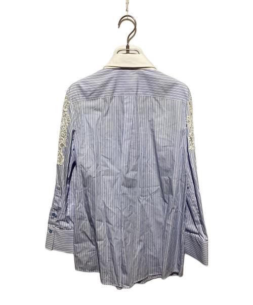 VALENTINO（ヴァレンティノ）VALENTINO (ヴァレンティノ) Leisure blouse/レースボウタイシャツ ホワイト×ブルー サイズ:40の古着・服飾アイテム