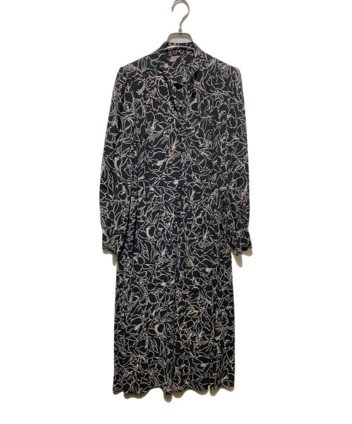 Loulou Willoughby（ルルウィルビー）Loulou Willoughby (ルルウィルビー) フローラルマリンフリルワンピース ホワイト×ブラック サイズ:2の古着・服飾アイテム