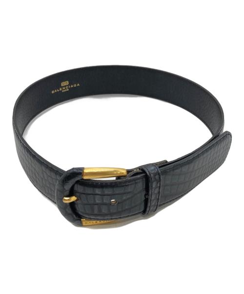 BALENCIAGA（バレンシアガ）BALENCIAGA (バレンシアガ) 【OLD】型押しロゴベルト ブラックの古着・服飾アイテム