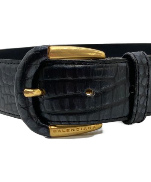 BALENCIAGA（バレンシアガ）BALENCIAGA (バレンシアガ) 【OLD】型押しロゴベルト ブラックの古着・服飾アイテム
