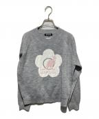 MARY QUANT×KANGOLマリークヮント×カンゴール）の古着「コラボプリントニット」｜ピンク×グレー