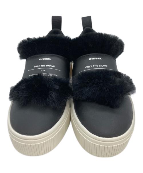 DIESEL（ディーゼル）DIESEL (ディーゼル) ファーデザインスリッポン ブラック サイズ:23の古着・服飾アイテム