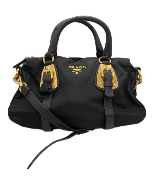 PRADA（プラダ）PRADA (プラダ) 2WAYレザーショルダーバッグ ブラックの古着・服飾アイテム