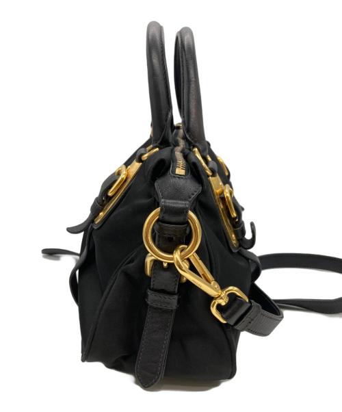 PRADA（プラダ）PRADA (プラダ) 2WAYレザーショルダーバッグ ブラックの古着・服飾アイテム