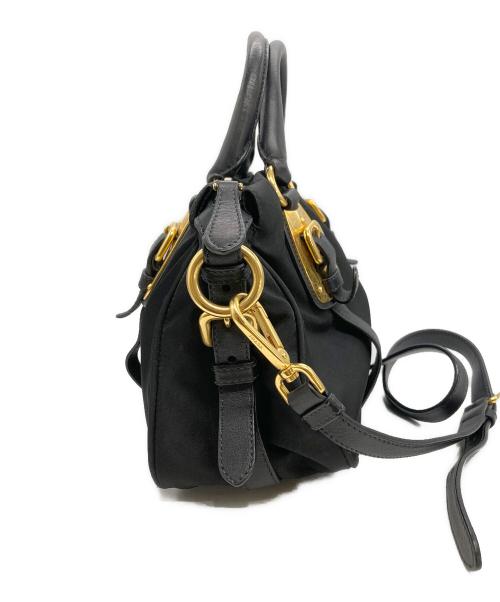 PRADA（プラダ）PRADA (プラダ) 2WAYレザーショルダーバッグ ブラックの古着・服飾アイテム