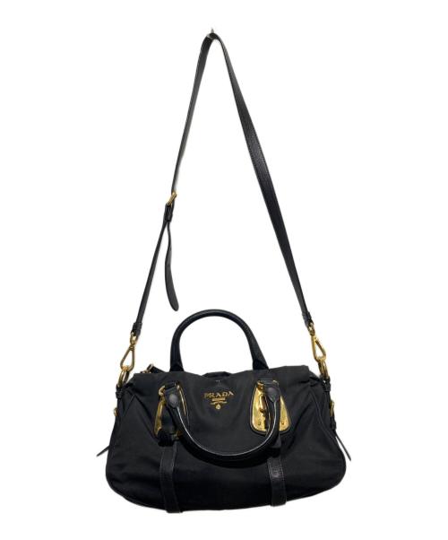 PRADA（プラダ）PRADA (プラダ) 2WAYレザーショルダーバッグ ブラックの古着・服飾アイテム