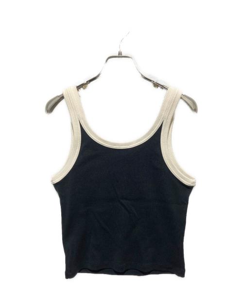 CELINE（セリーヌ）CELINE (セリーヌ) タンクトップ/コットンジャージー ブラック×エクリュ サイズ:Mの古着・服飾アイテム