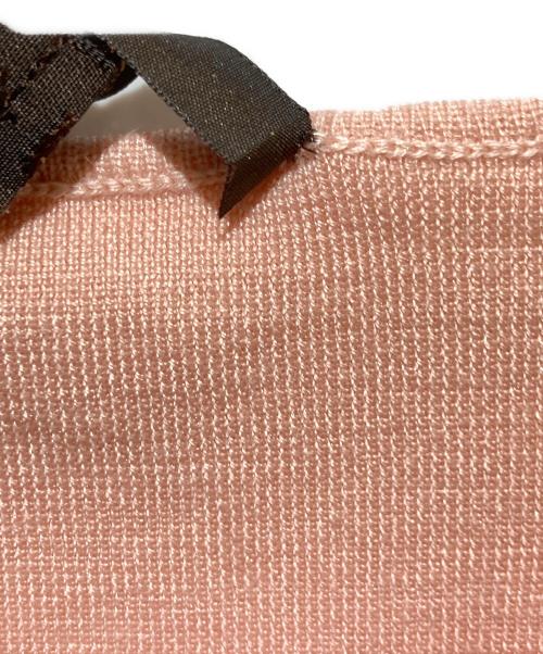 LOUIS VUITTON（ルイ ヴィトン）LOUIS VUITTON (ルイ ヴィトン) シルクカシミヤ混裾フリルショートスリーブニット ピンク サイズ:Mの古着・服飾アイテム