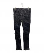 IF SIX WAS NINEイフシックスワズナイン）の古着「パイソン総柄 ジップデザインデニムパンツ」｜ブラック