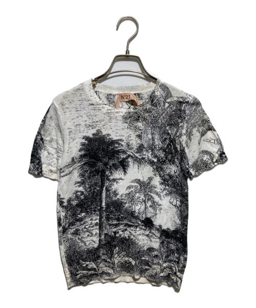 N°21 numero ventuno（ヌメロヴェントゥーノ）N°21 NUMERO VENTUNO (ヌメロヴェントゥーノ) 総柄カットソー ホワイト サイズ:38の古着・服飾アイテム