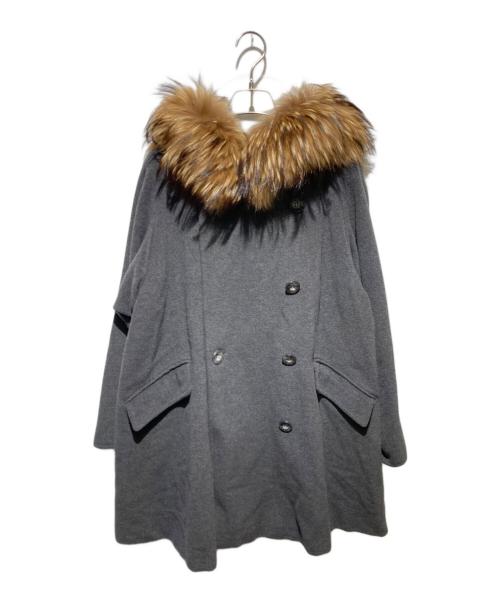 WEEKEND Max Mara（ウィークエンド マックスマーラ）Weekend Max Mara (ウィークエンド マックスマーラ) ファー付ヴァージンウールコート グレー サイズ:36の古着・服飾アイテム