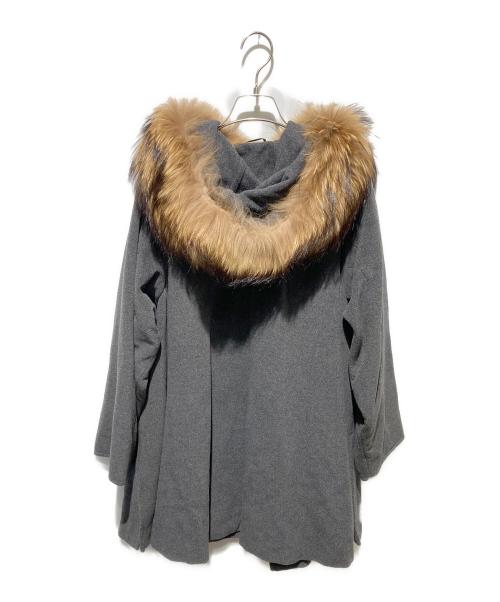 WEEKEND Max Mara（ウィークエンド マックスマーラ）Weekend Max Mara (ウィークエンド マックスマーラ) ファー付ヴァージンウールコート グレー サイズ:36の古着・服飾アイテム
