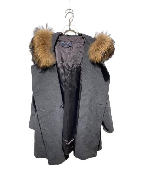WEEKEND Max Mara（ウィークエンド マックスマーラ）Weekend Max Mara (ウィークエンド マックスマーラ) ファー付ヴァージンウールコート グレー サイズ:36の古着・服飾アイテム