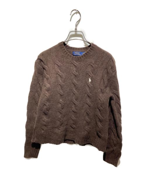 POLO RALPH LAUREN（ポロ・ラルフローレン）POLO RALPH LAUREN (ポロ・ラルフローレン) カシミヤ混ケーブルニット ブラウン サイズ:ＸＳの古着・服飾アイテム