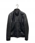 AKMエーケーエム）の古着「裏地キルティングシープレザーライダースジャケット」｜ブラック