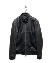 AKM（エーケーエム）の古着「裏地キルティングシープレザーライダースジャケット」｜ブラック