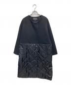 INDIVIインディヴィ）の古着「キルト＆ウール切り替えデザインコート」｜ブラック