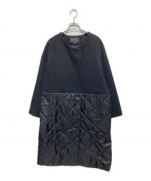 INDIVI（インディヴィ）の古着「キルト＆ウール切り替えデザインコート」｜ブラック