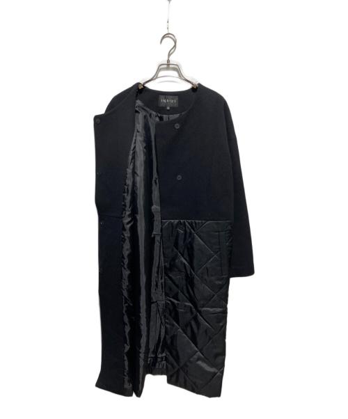 INDIVI（インディヴィ）INDIVI (インディヴィ) キルト＆ウール切り替えデザインコート ブラック サイズ:19の古着・服飾アイテム