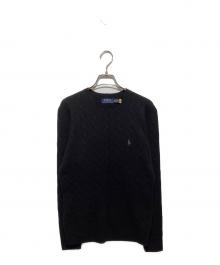 POLO RALPH LAUREN（ポロ・ラルフローレン）の古着「カシミヤ混ケーブルニット」｜ブラック