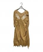 ne quittez pasヌキテパ）の古着「エンブロイダリーカフタンワンピース」｜ベージュ