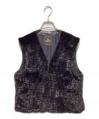 FENDIフェンディ）の古着「ズッカ柄シャギーファーレザーベスト」｜ブラック