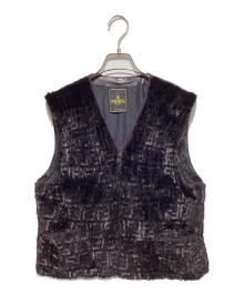 FENDI（フェンディ）の古着「ズッカ柄シャギーファーレザーベスト」｜ブラック