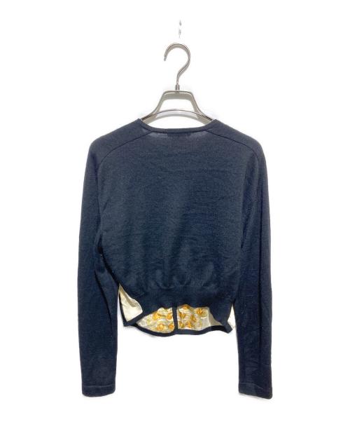 HERMES（エルメス）HERMES (エルメス) シルク×カシミヤブレンドカーディガン イエロー×ブラック サイズ:40の古着・服飾アイテム