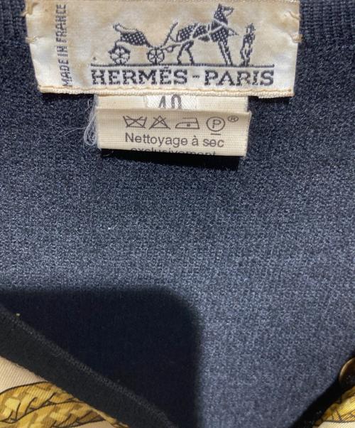 HERMES（エルメス）HERMES (エルメス) シルク×カシミヤブレンドカーディガン イエロー×ブラック サイズ:40の古着・服飾アイテム