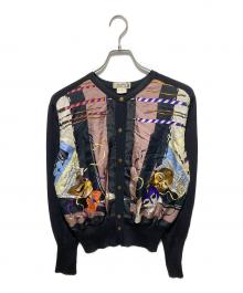 HERMES（エルメス）の古着「シルク×ニット仮面舞踏会カーディガン」｜ブラック