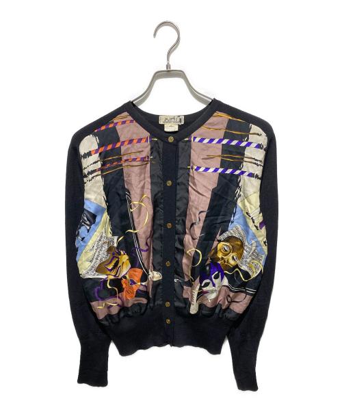 HERMES（エルメス）HERMES (エルメス) シルク×ニット仮面舞踏会カーディガン ブラック サイズ:42の古着・服飾アイテム