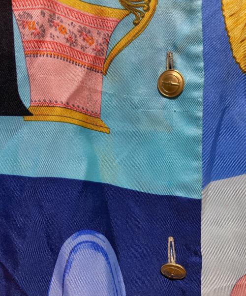 GUCCI（グッチ）GUCCI (グッチ) プリントシルクシャツ ブルー サイズ:42の古着・服飾アイテム