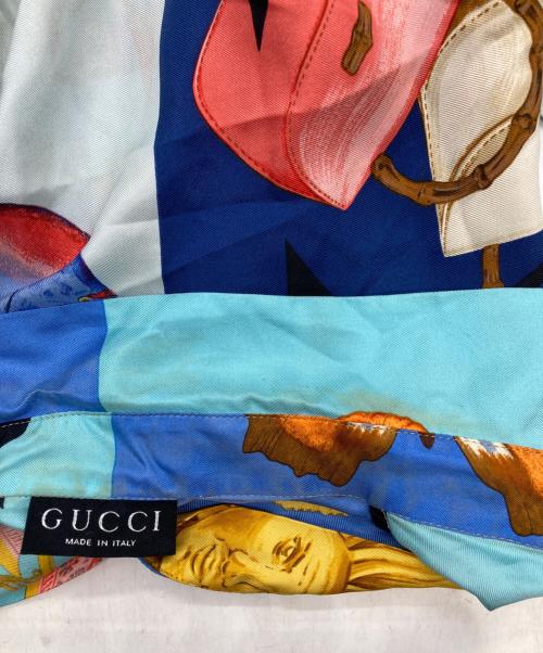 GUCCI（グッチ）GUCCI (グッチ) プリントシルクシャツ ブルー サイズ:42の古着・服飾アイテム