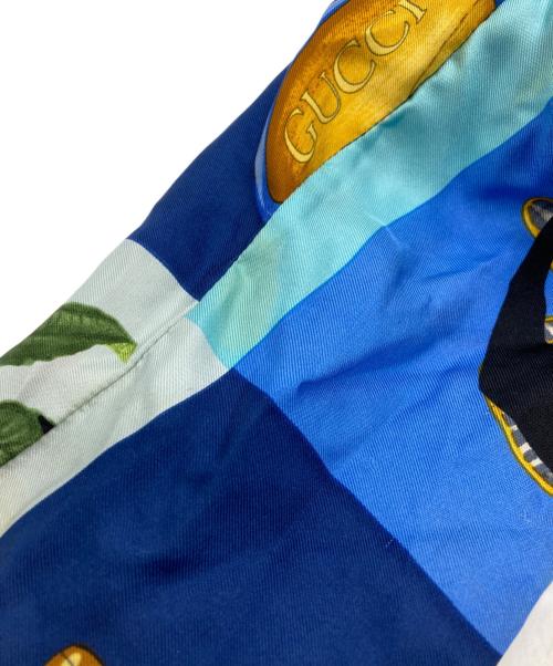 GUCCI（グッチ）GUCCI (グッチ) プリントシルクシャツ ブルー サイズ:42の古着・服飾アイテム