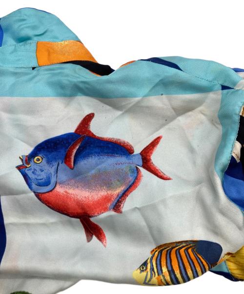 GUCCI（グッチ）GUCCI (グッチ) プリントシルクシャツ ブルー サイズ:42の古着・服飾アイテム