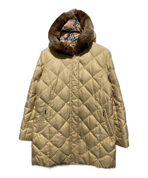 BURBERRY LONDON（バーバリーロンドン）BURBERRY LONDON (バーバリーロンドン) 裏地ノバチェックラビットファーダウンコート ベージュ サイズ:9の古着・服飾アイテム