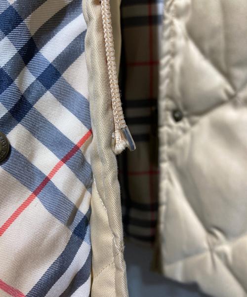 BURBERRY LONDON（バーバリーロンドン）BURBERRY LONDON (バーバリーロンドン) 裏地ノバチェックラビットファーダウンコート ベージュ サイズ:9の古着・服飾アイテム