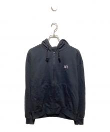 ARMANI EXCHANGE（アルマーニ エクスチェンジ）の古着「old ロゴ刺繍ジップパーカー」｜ブラック