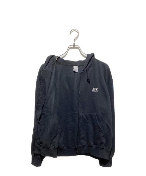 ARMANI EXCHANGE（アルマーニ エクスチェンジ）ARMANI EXCHANGE (アルマーニ エクスチェンジ) old ロゴ刺繍ジップパーカー ブラック サイズ:Mの古着・服飾アイテム