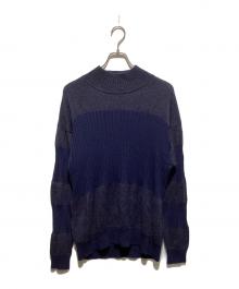 ISSEY MIYAKE MEN（イッセイミヤケメン）の古着「モヘア混ハイネックデザインニット」｜ネイビー