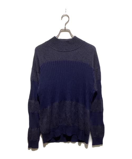 ISSEY MIYAKE MEN（イッセイミヤケメン）ISSEY MIYAKE MEN (イッセイミヤケメン) モヘア混ハイネックデザインニット ネイビー サイズ:3の古着・服飾アイテム