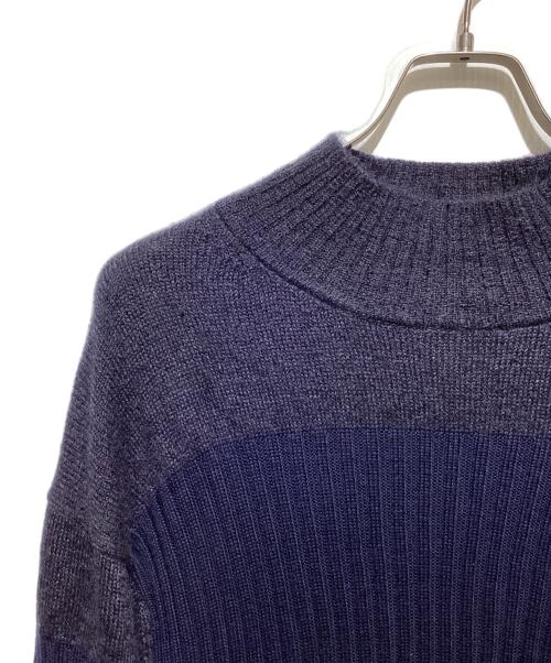 ISSEY MIYAKE MEN（イッセイミヤケメン）ISSEY MIYAKE MEN (イッセイミヤケメン) モヘア混ハイネックデザインニット ネイビー サイズ:3の古着・服飾アイテム