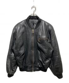EURO VINTAGE（ユーロヴィンテージ）の古着「裏総柄レザーボンバージャケット」｜ブラック