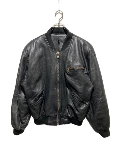 EURO VINTAGE（ユーロヴィンテージ）EURO VINTAGE (ユーロヴィンテージ) 裏総柄レザーボンバージャケット ブラック サイズ:不明の古着・服飾アイテム