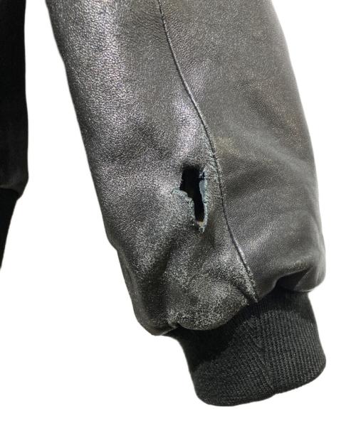 EURO VINTAGE（ユーロヴィンテージ）EURO VINTAGE (ユーロヴィンテージ) 裏総柄レザーボンバージャケット ブラック サイズ:不明の古着・服飾アイテム