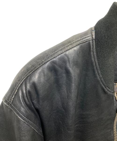 EURO VINTAGE（ユーロヴィンテージ）EURO VINTAGE (ユーロヴィンテージ) 裏総柄レザーボンバージャケット ブラック サイズ:不明の古着・服飾アイテム