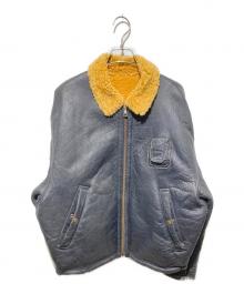 VIRTUS PALESTRE（ヴィルトゥス パレストレ）の古着「イタリア製 ムートンレザージャケット」｜ブラック