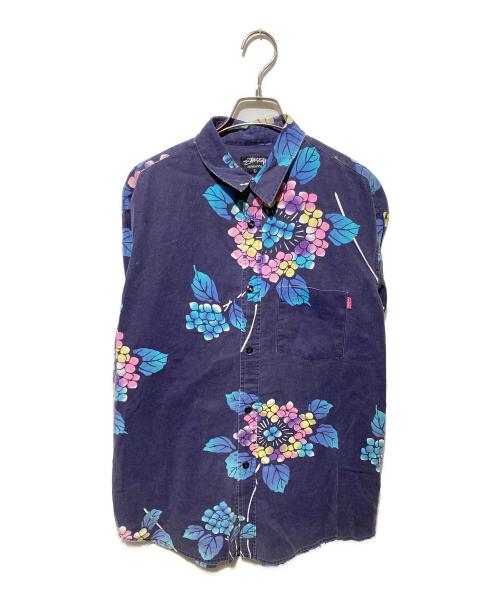 stussy（ステューシー）stussy (ステューシー) フラワープリントシャツ ネイビー サイズ:Lの古着・服飾アイテム