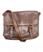 VALISEバリス）の古着「ロゴ型押しレザーショルダーバッグ」｜ブラウン